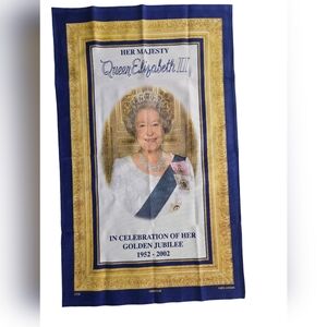 VTG Her Majesty Queen Elizabeth II Golden Jubilee Linen & Cotton Tea Towel